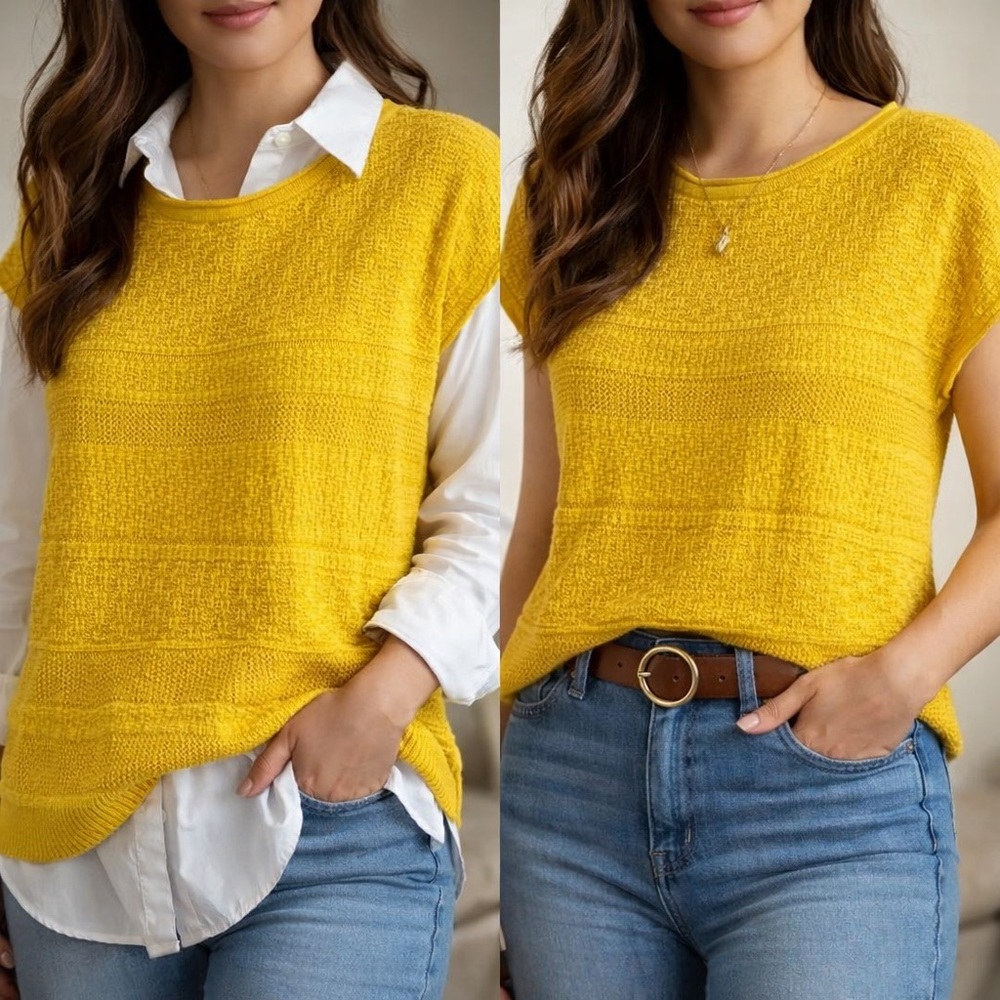 Style & Co. Mustard Knit Blouse